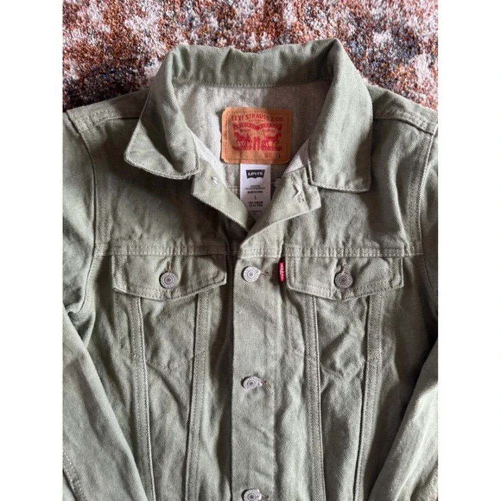 Levi's Girls Olive Green Denim Trucker Jacket Size L 12-13‎ Years 100% Cotton